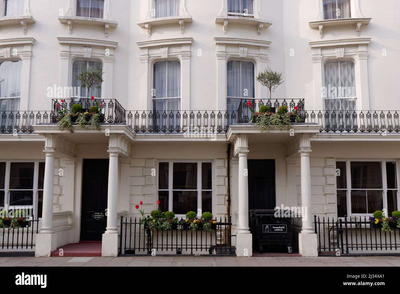 London, Greater London, England, March 29 2022: Elegant white fronted residential properties in the Bayswater area. Stock Photo