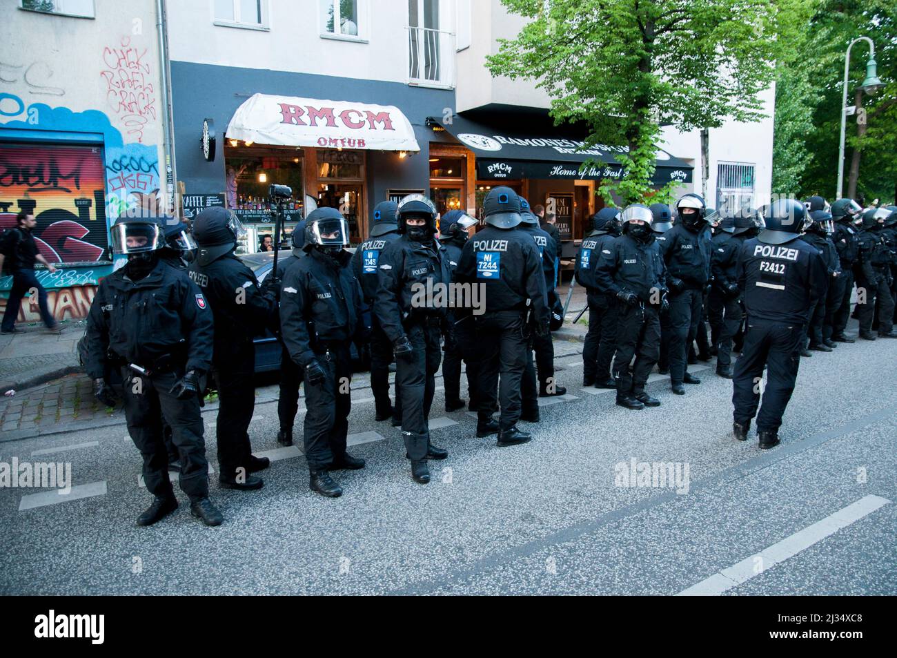 1 mai ,Protests on international workers day, Kreuzberg,Berlin,Germany Stock Photo