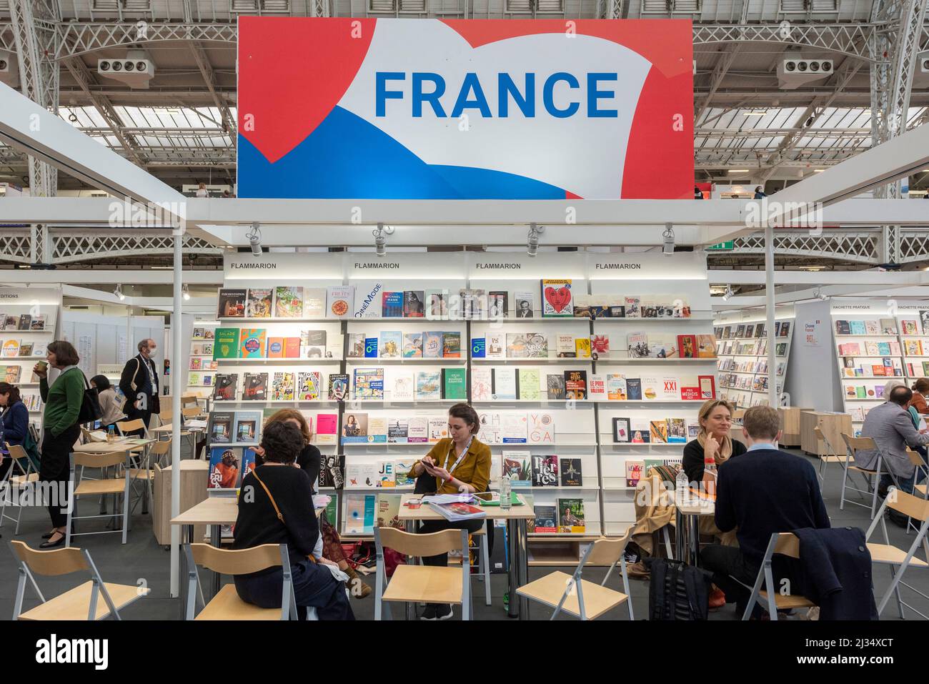 05 April 2022. London, UK.The France book publishing stand at The London Book Fair held at Olympia venue. Photo by Ray Tang Stock Photo