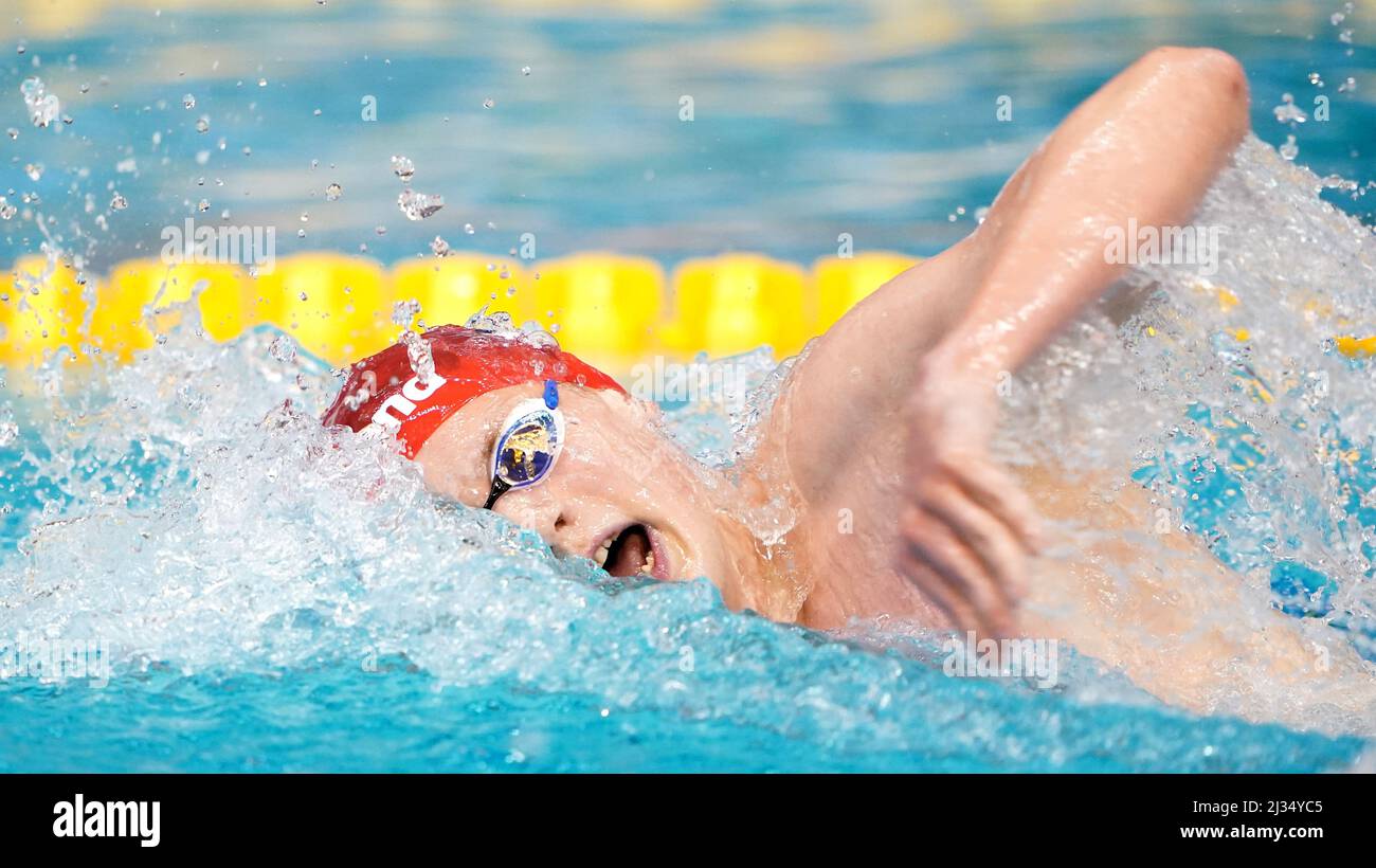 City of Sheffield's Ben Cope in action during the Men's Priority Paris 400m Freestyle Final on day one of the 2022 British Swimming Championships at Ponds Forge International Swimming Centre, Sheffield. Picture date: Tuesday April 5, 2022. Stock Photo