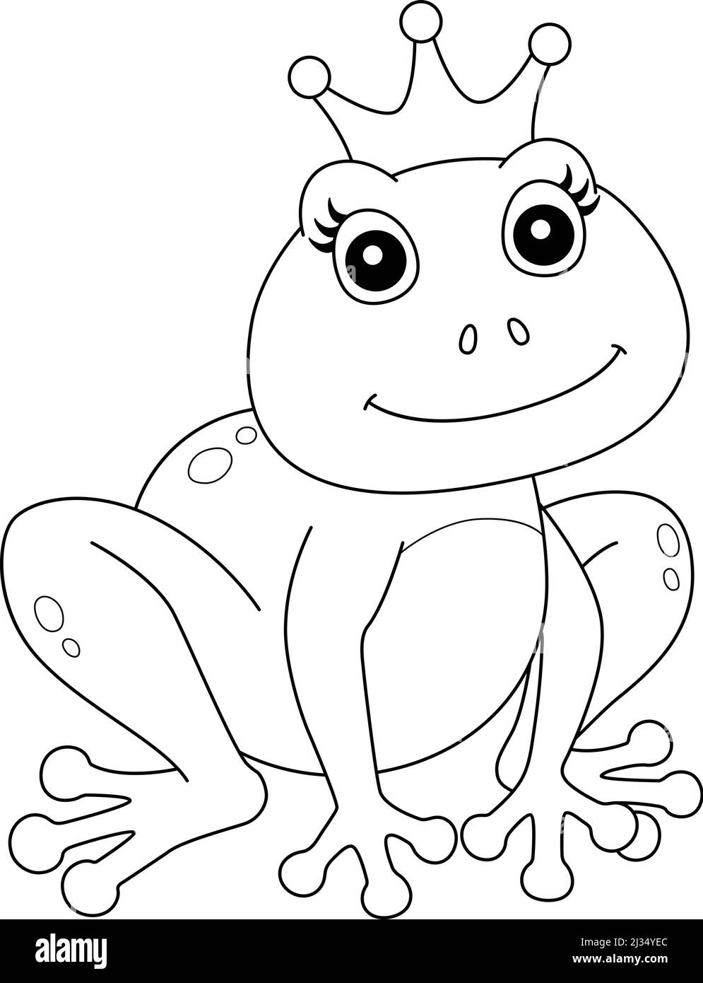 Frog With A Crown Coloring Page Isolated Stock Vector