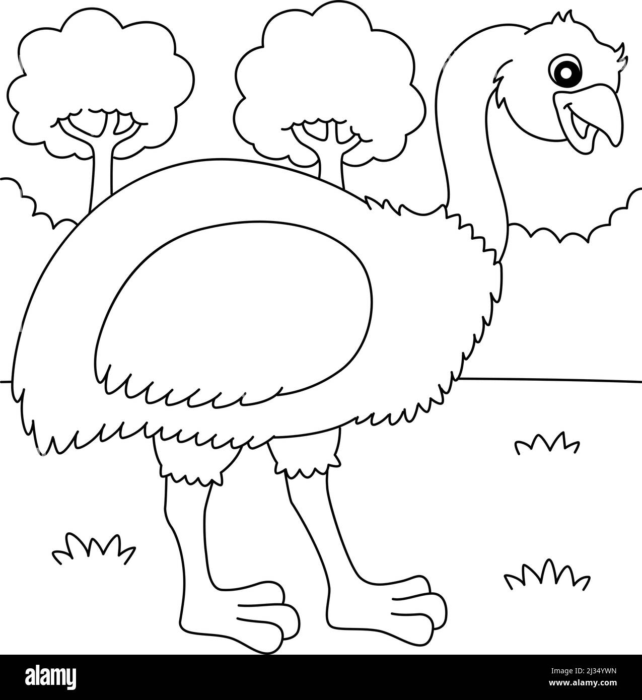 Emu Animal Coloring Page for Kids Stock Vector Image & Art - Alamy