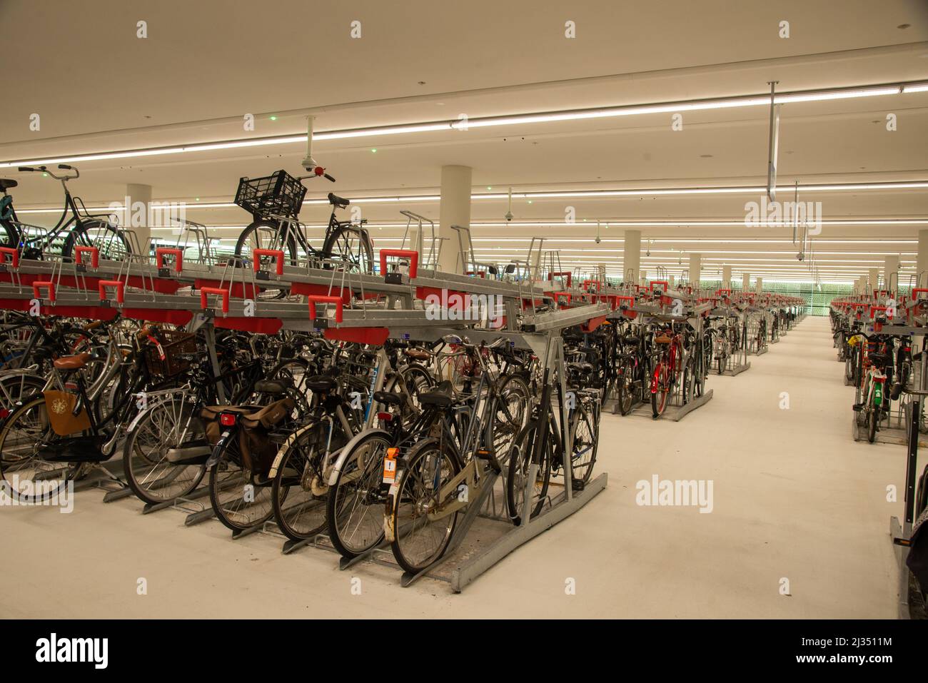 underground bicycle parking in Den Haag, Holland Stock Photo