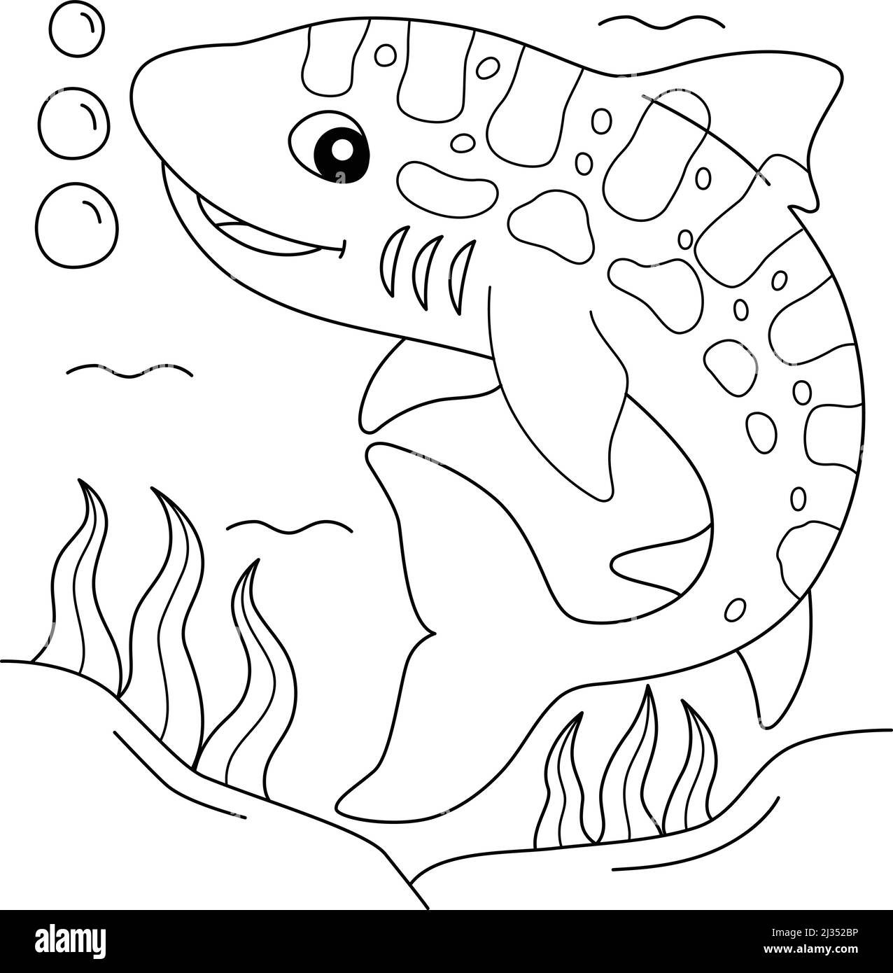 Leopard Shark Animal Coloring Page for Kids Stock Vector Image ...