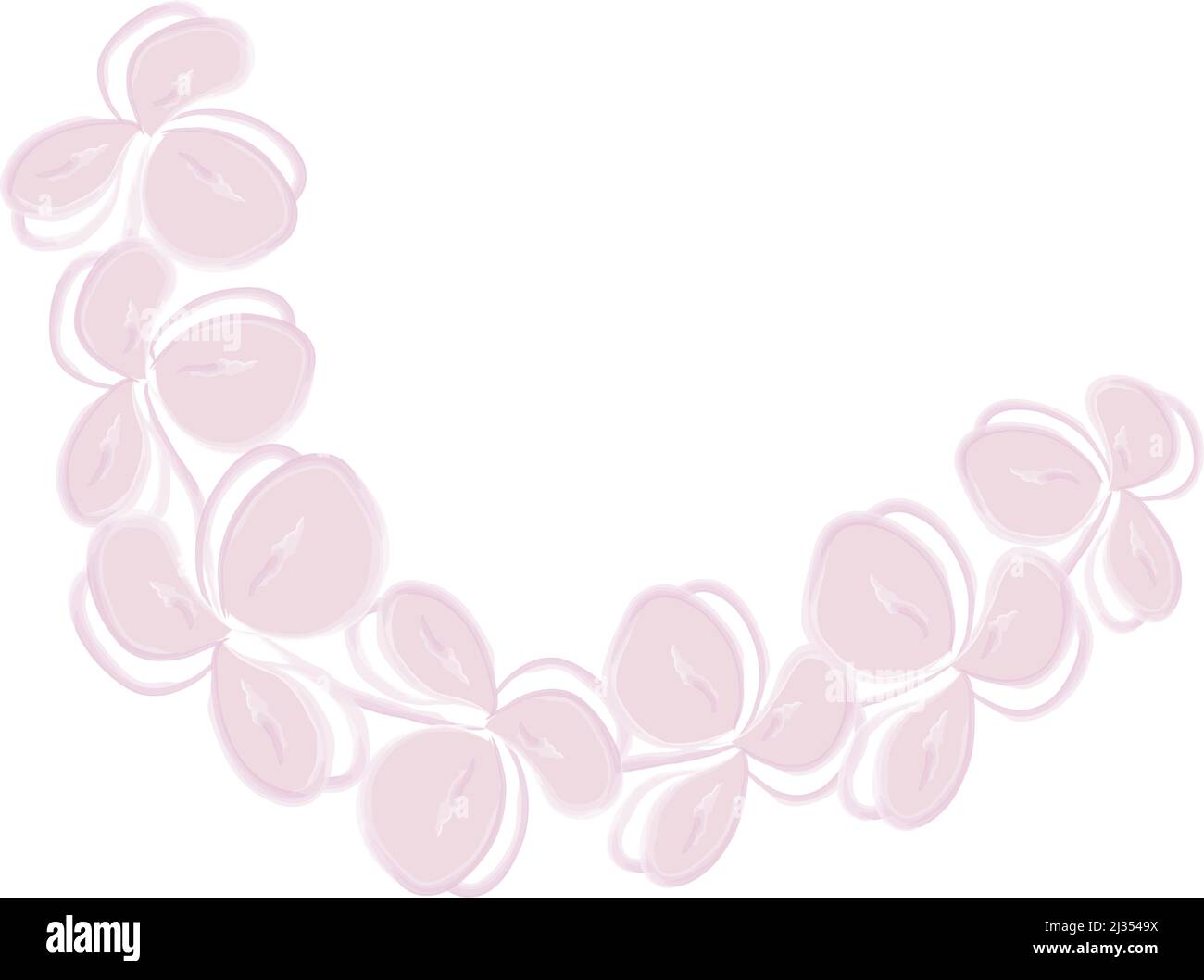 Semicircular frame pattern of flowers of pale pink color in a watercolor manner. Great for a greeting card.Great for greeting card, poster, flyer, congratulations. Vector illustration Stock Vector