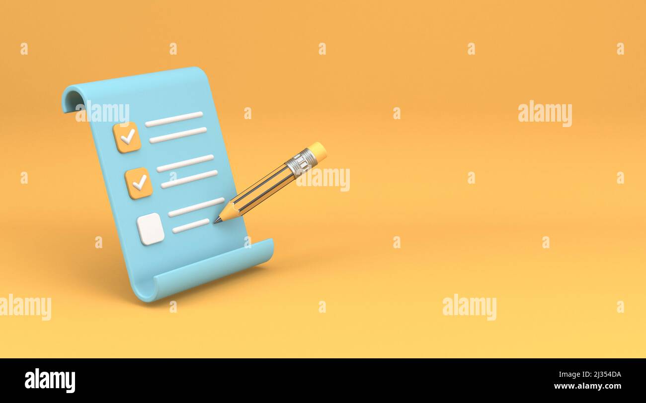 Notepad icon clipboard and pencil 3D rendering illustration isolated on ...