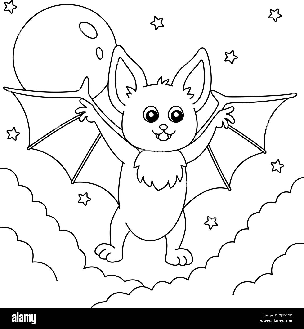 Bat Animal Coloring Page for Kids Stock Vector Image & Art - Alamy