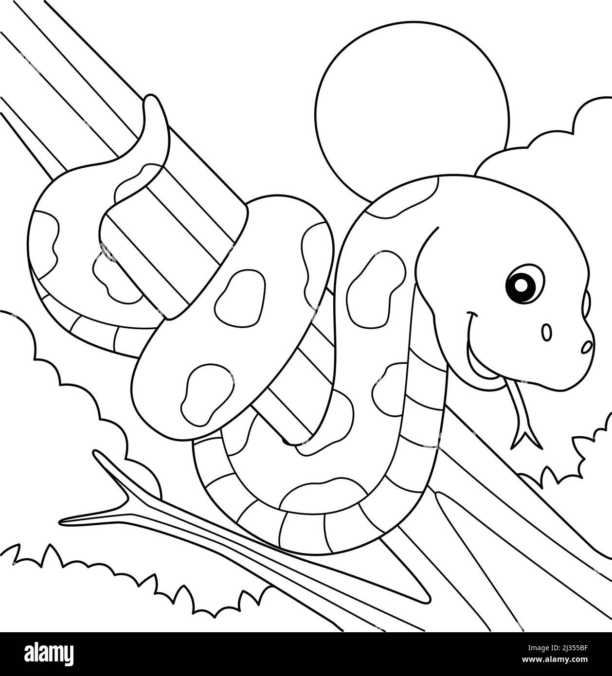 Snake Animal Coloring Page for Kids Stock Vector