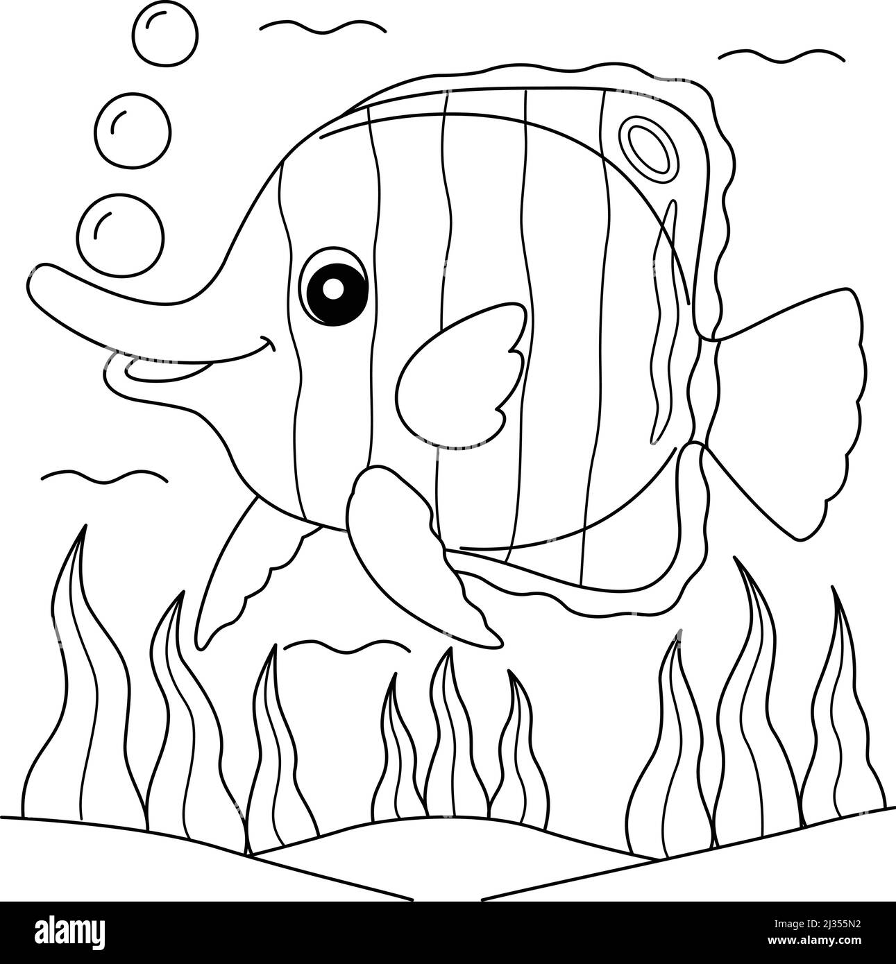 Butterflyfish Coloring Page for Kids Stock Vector