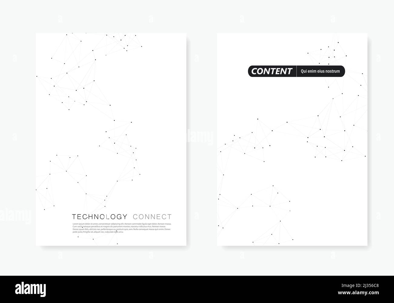 Modern vector templates for brochure cover in A4 size. Minimalistic polygonal background with connected lines and dots Stock Vector