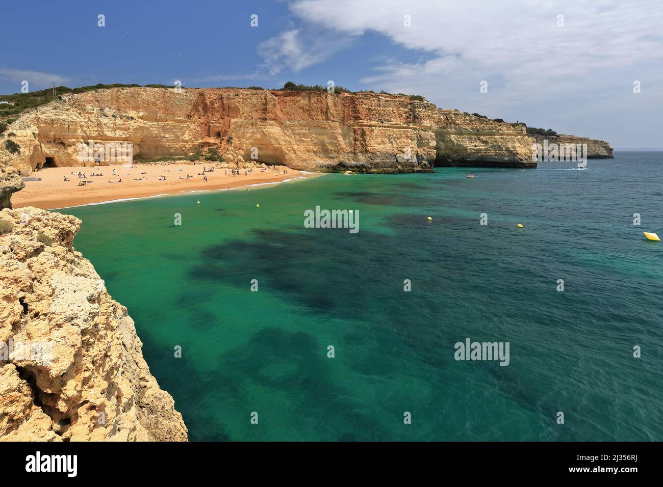 Praia de Benagil Beachgolden sandsgreen watercoastal cliffcaves and
