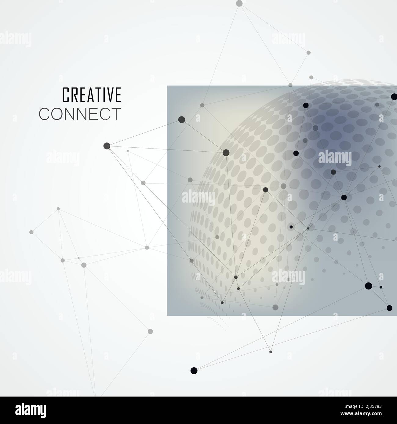 Abstract polygonal molecule design with connecting dots lines and ...
