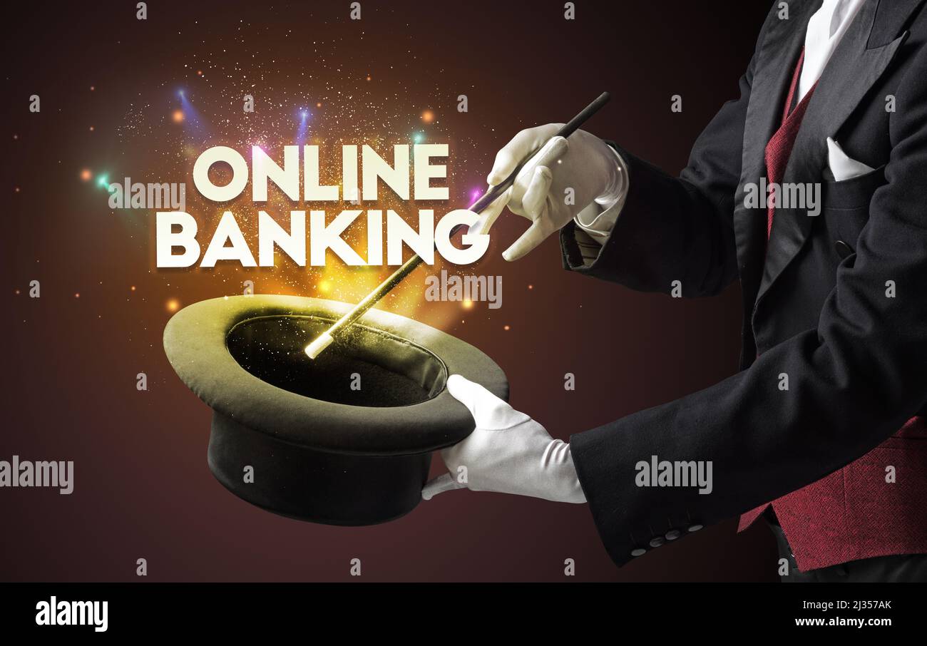 Magician is showing magic trick Stock Photo Alamy