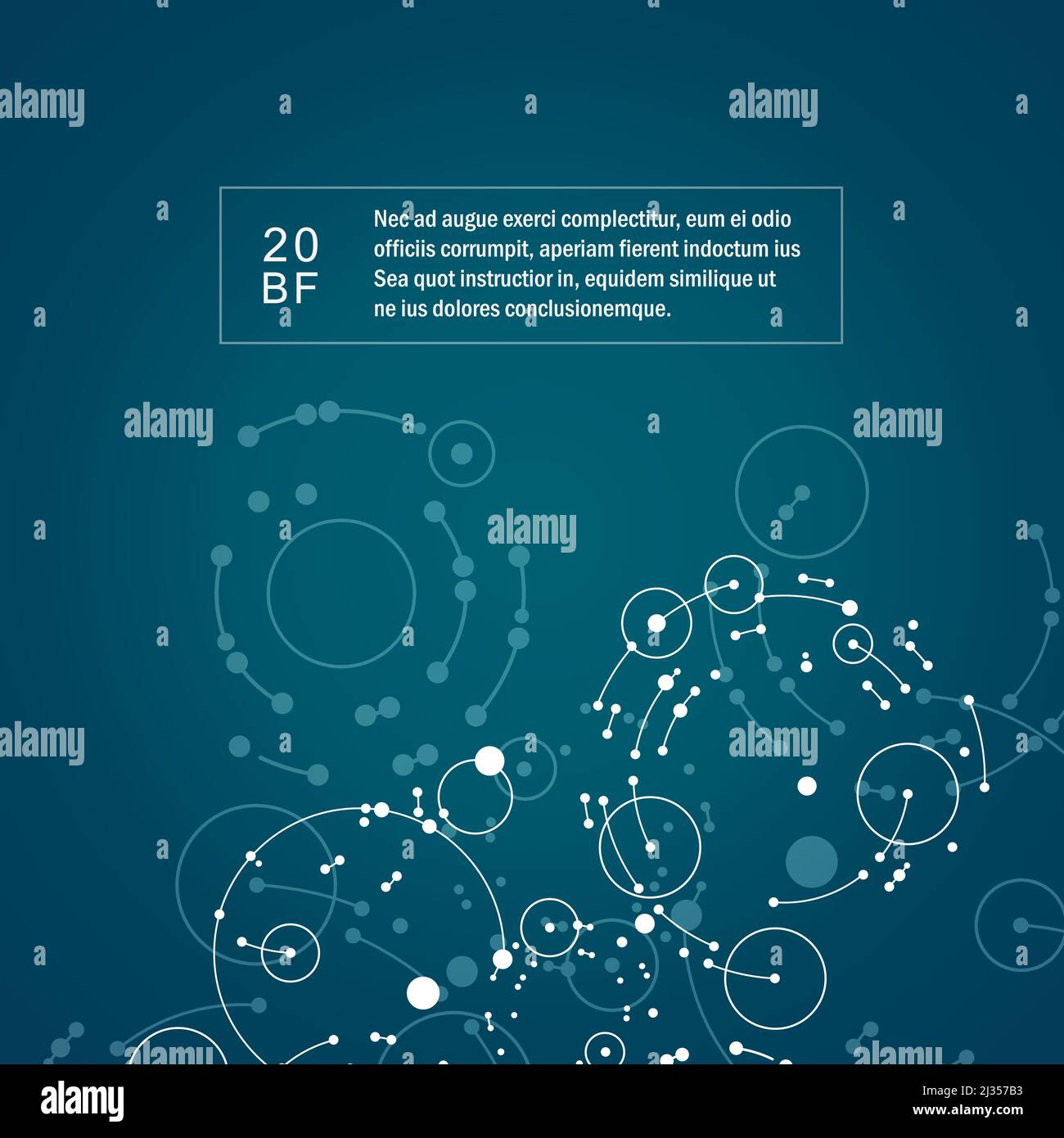 Abstract blue background with overlapping circles and dots Stock Vector