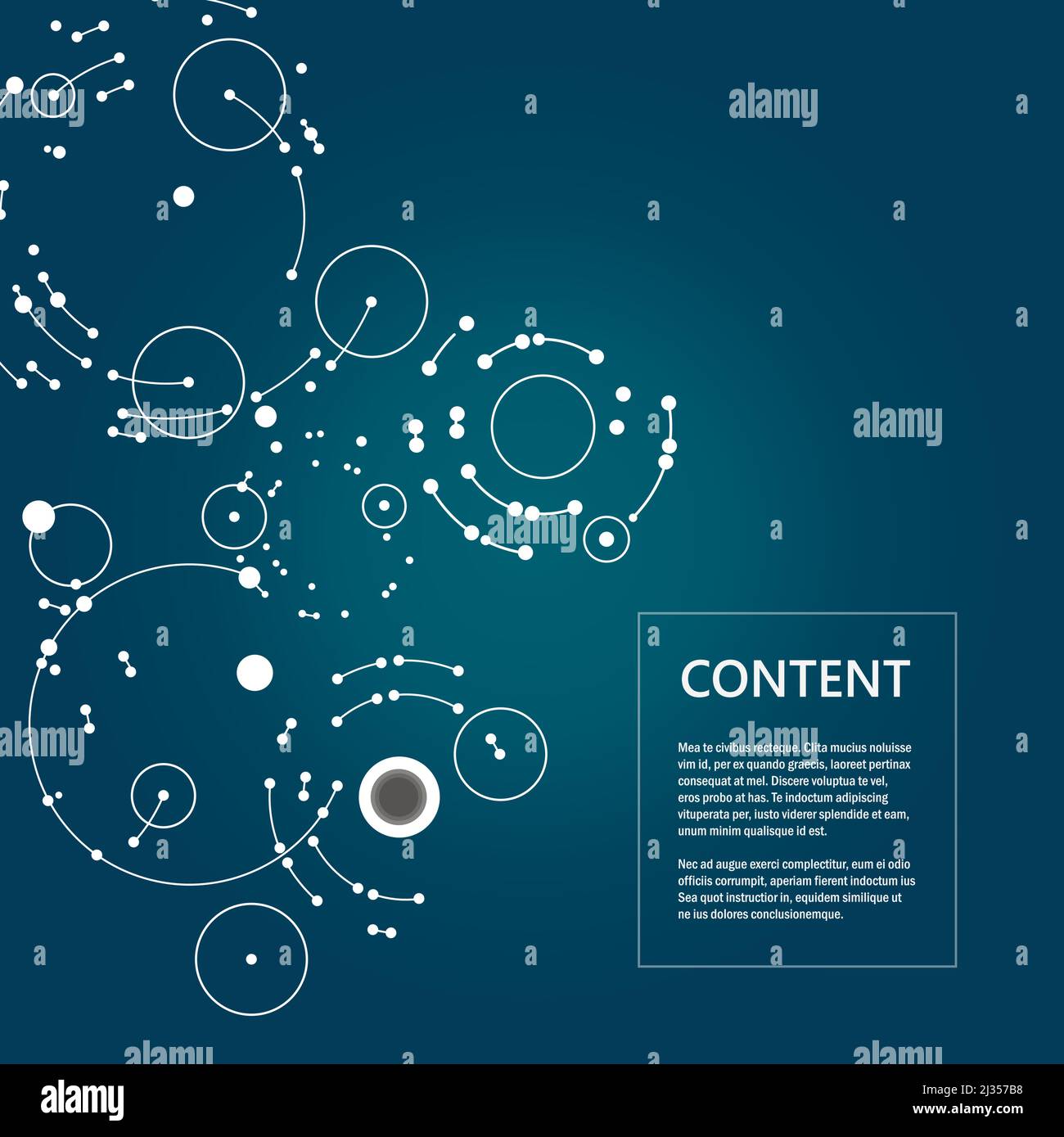 Abstract blue background with overlapping circles and dots Stock Vector