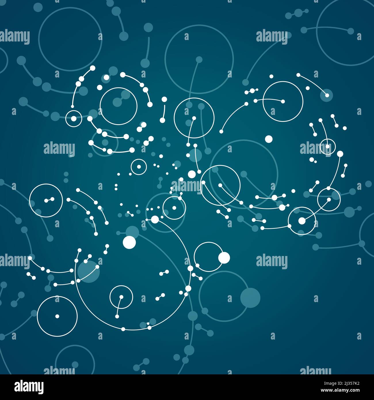 Abstract blue background with overlapping circles and dots Stock Vector