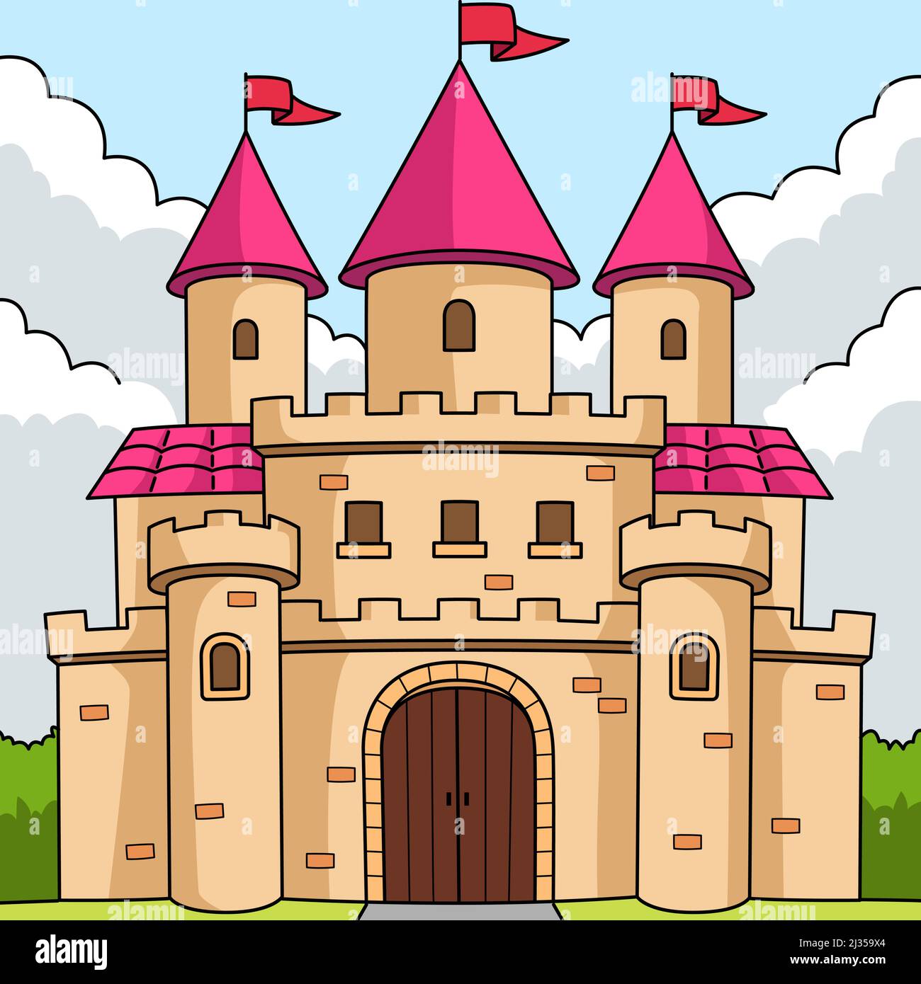 Royal Castle Colored Cartoon Illustration Stock Vector