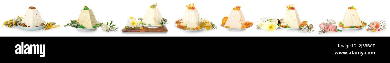 Set of curd Easter cakes isolated on white Stock Photo