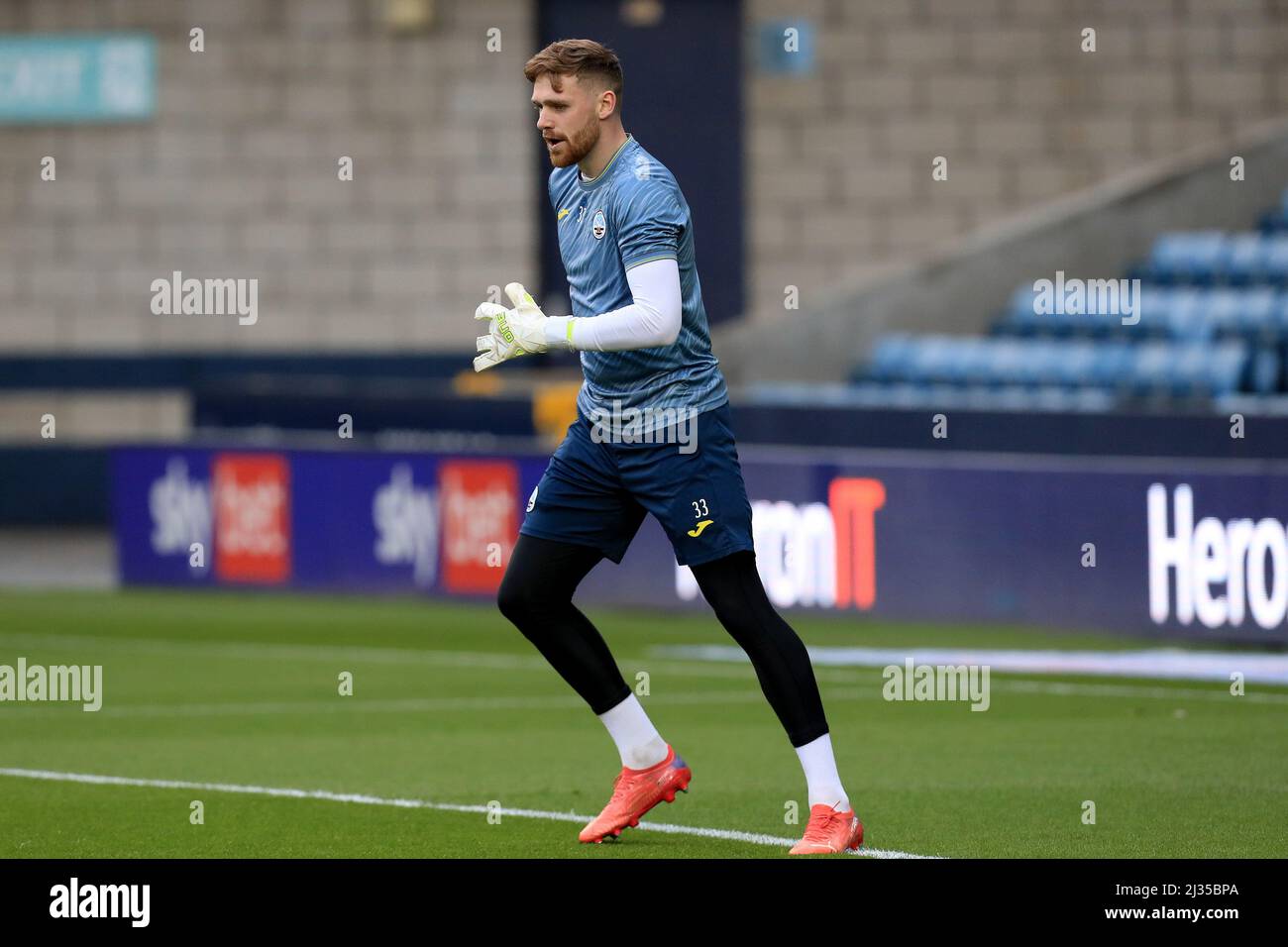 London, UK. 05th Apr, 2022. Andy Fisher 33 of Swansea City warming up