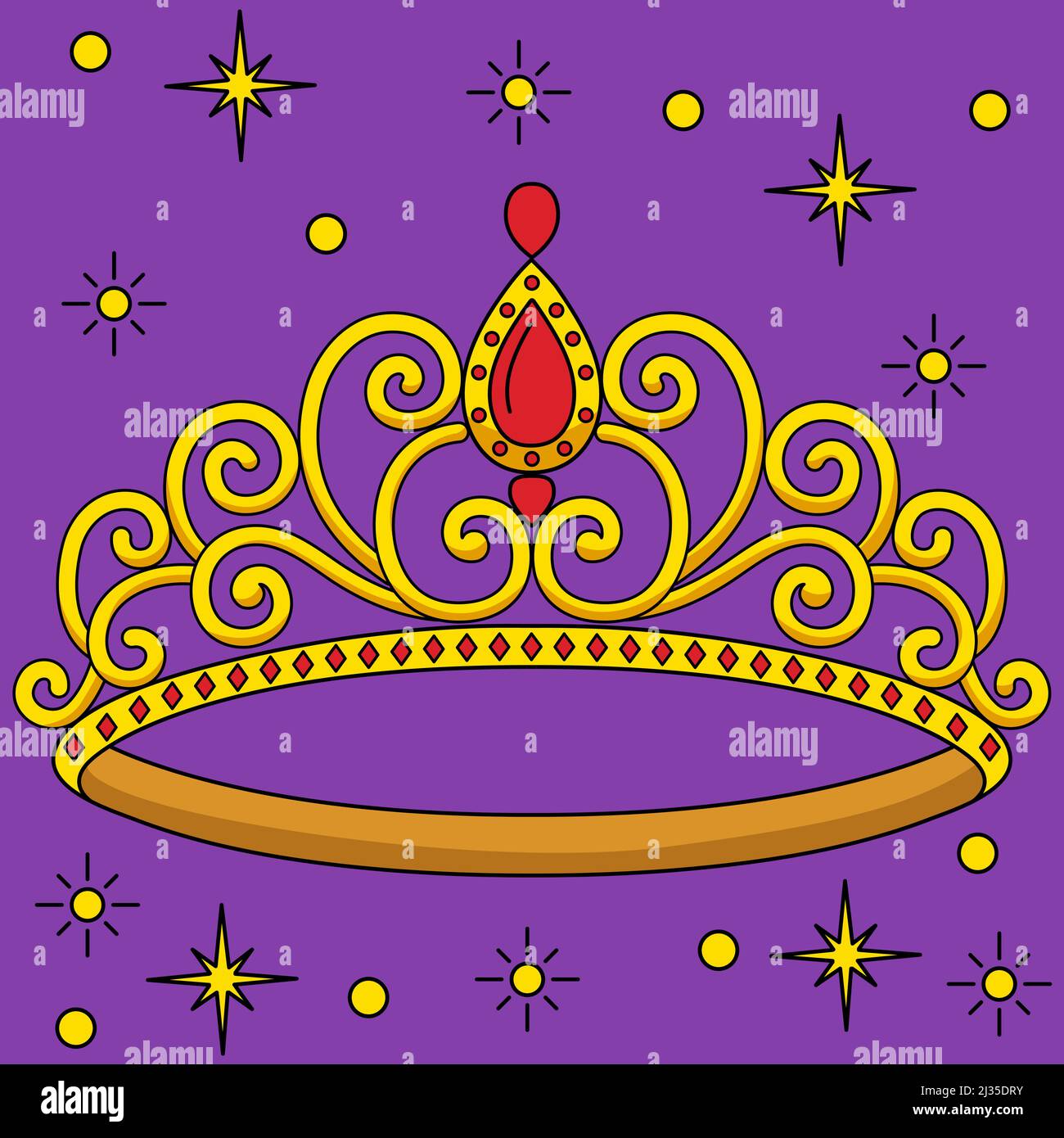 Princess Crown Colored Cartoon Illustration Stock Vector