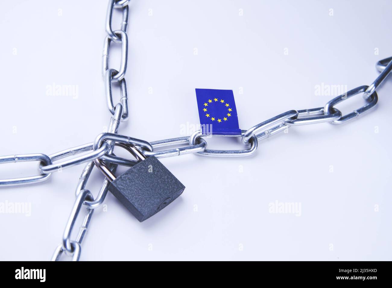 Flag of the European Union. Import and export ban. Closed borders Stock Photo Alamy