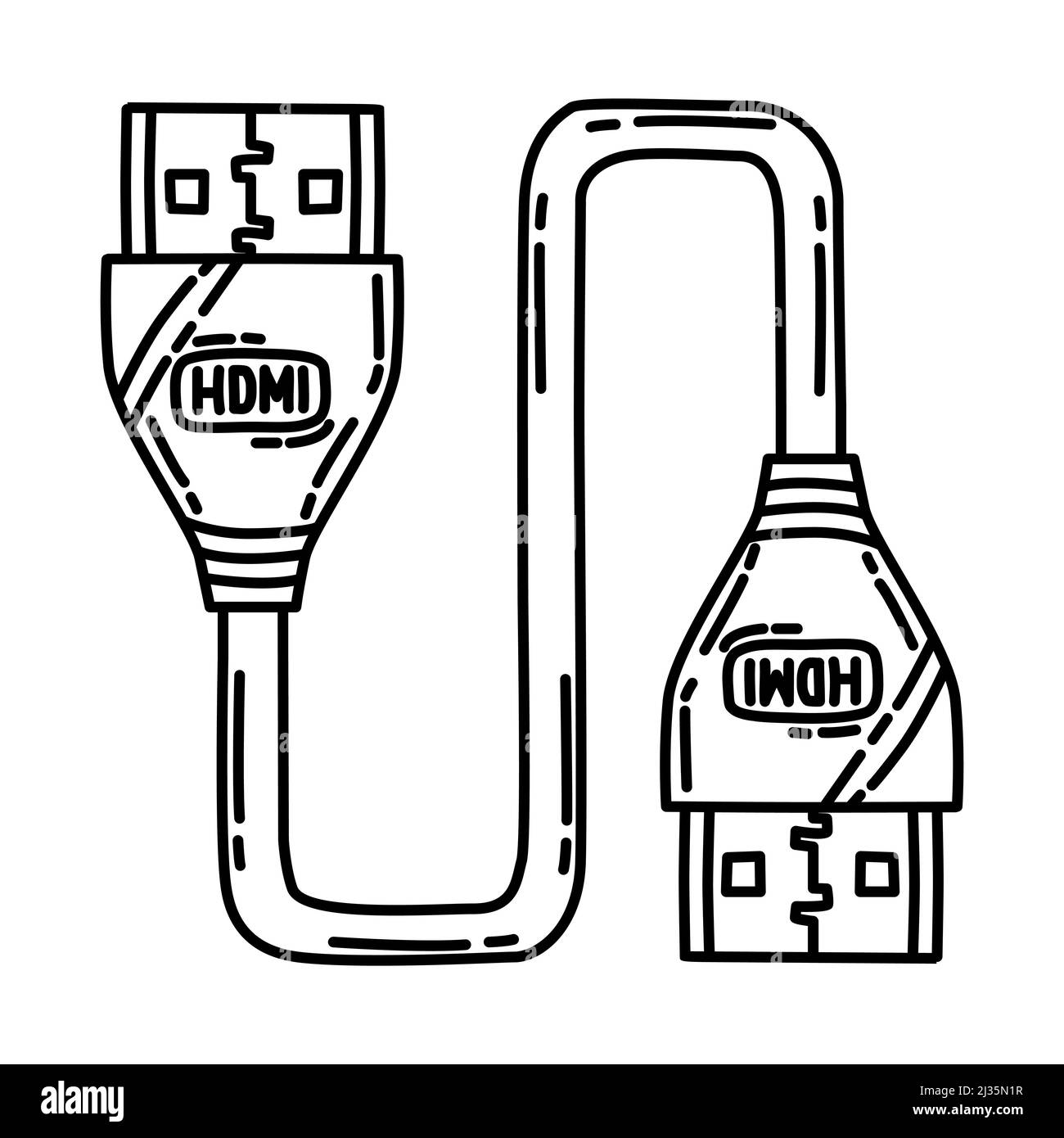 HDMI Cable Part of Computer Accessories and Hardware Hand Drawn Icon Set  Vector Stock Vector Image & Art - Alamy