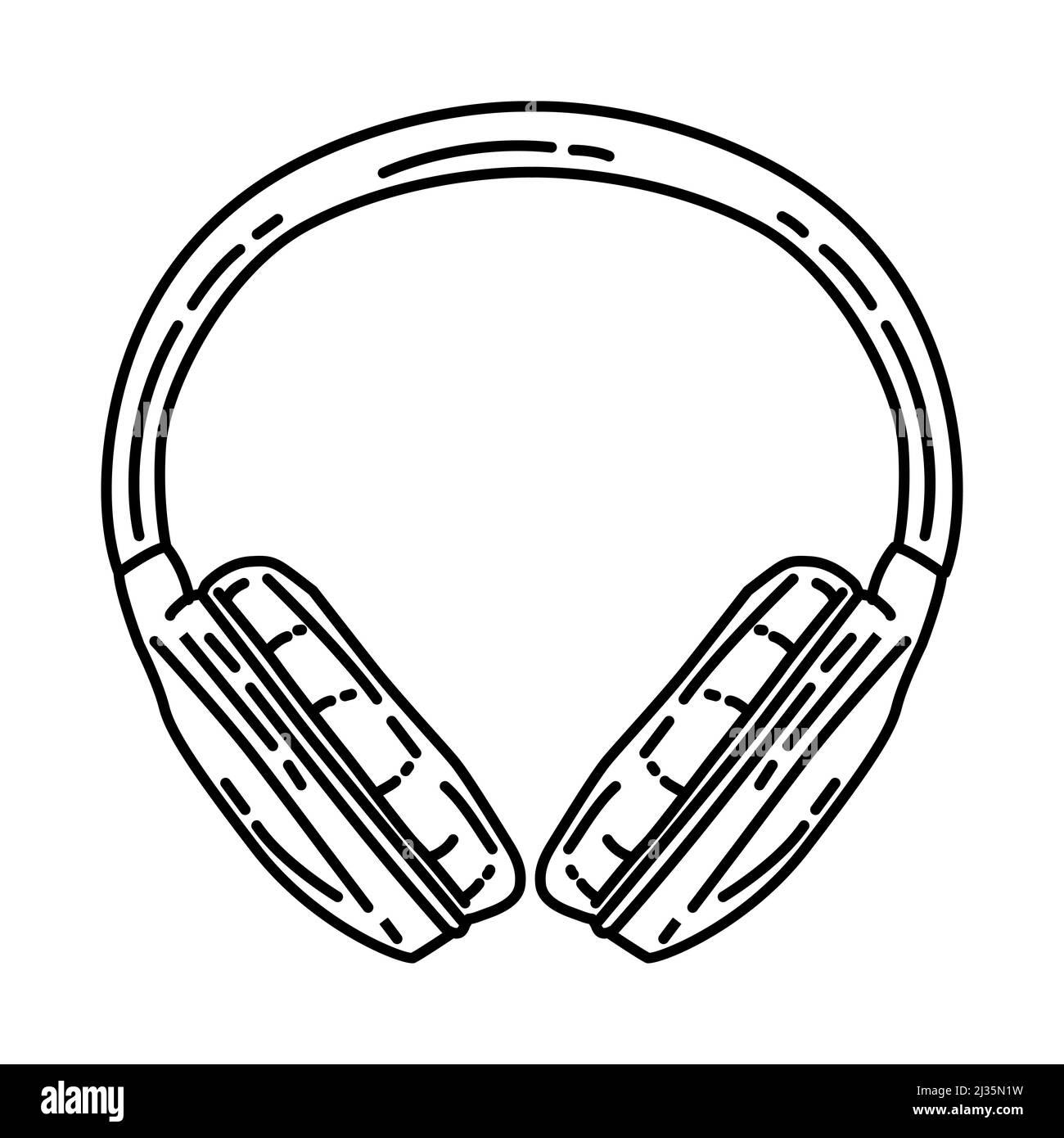 Headphone Wireless Part of Computer Accessories and Hardware Hand Drawn Icon Set Vector. Stock Vector