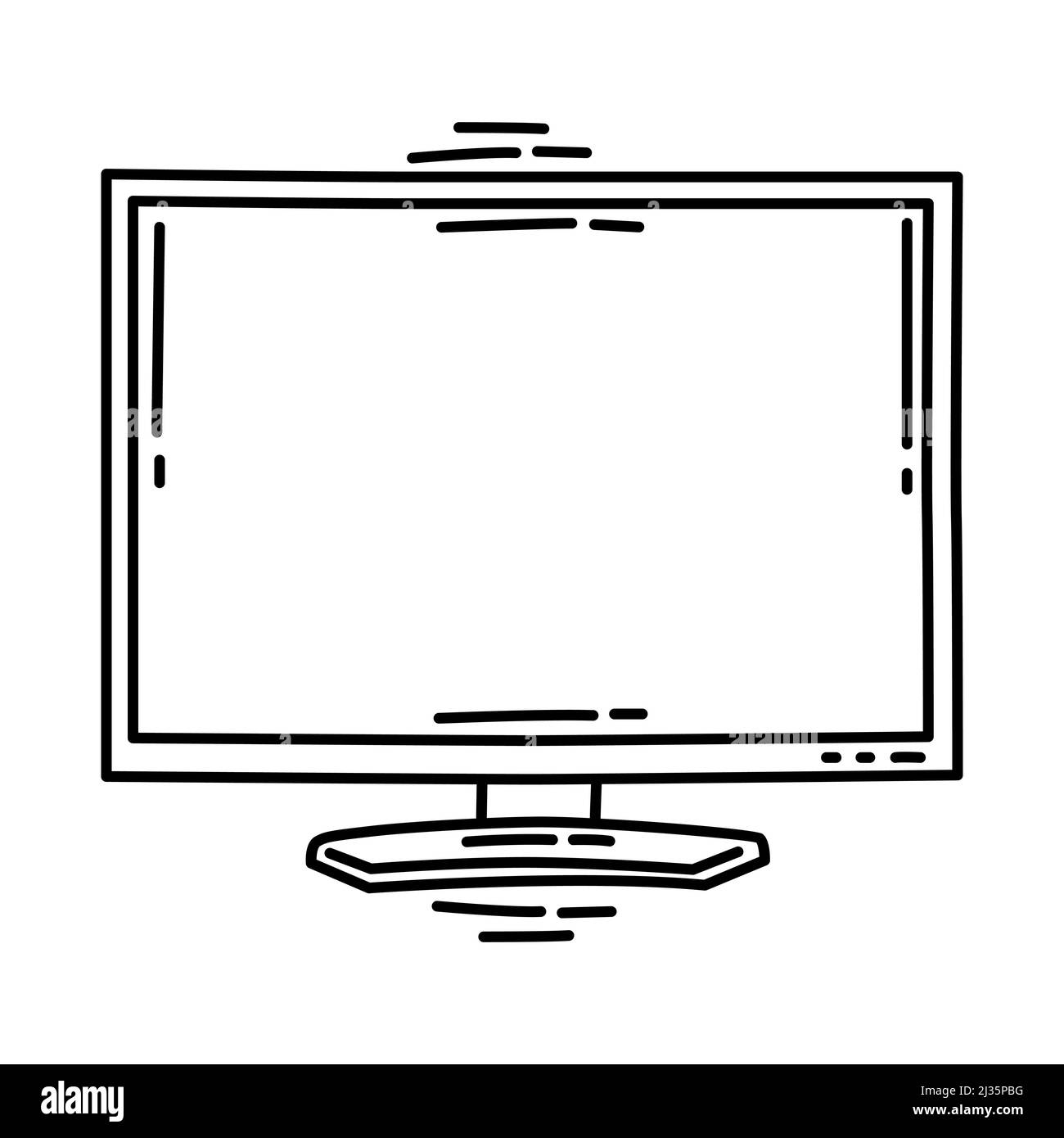 Display Device Monitor Part of Computer and Hardware Hand Drawn Icon