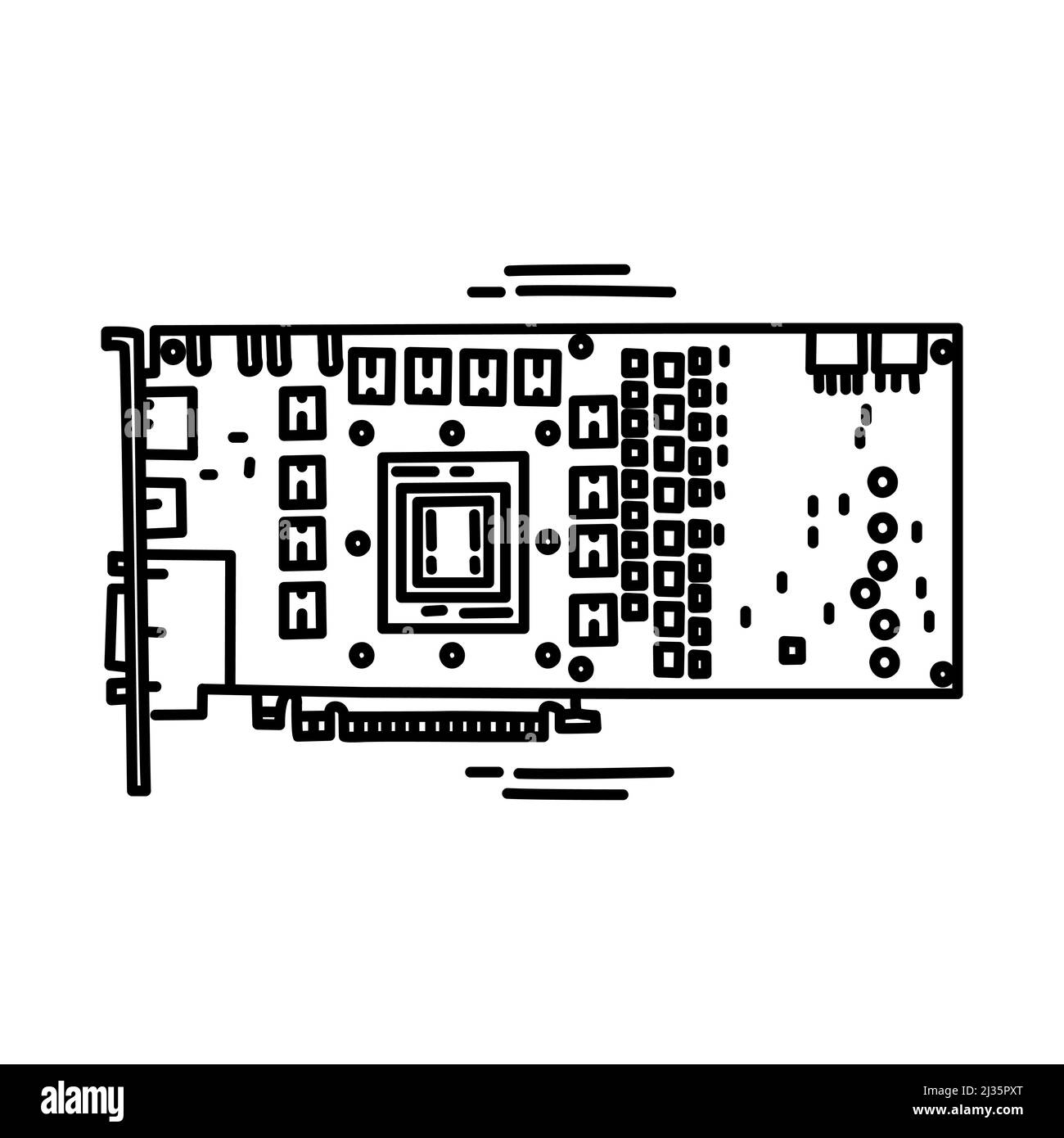 Graphics Processing Unit Part of Computer and Hardware Hand Drawn Icon ...