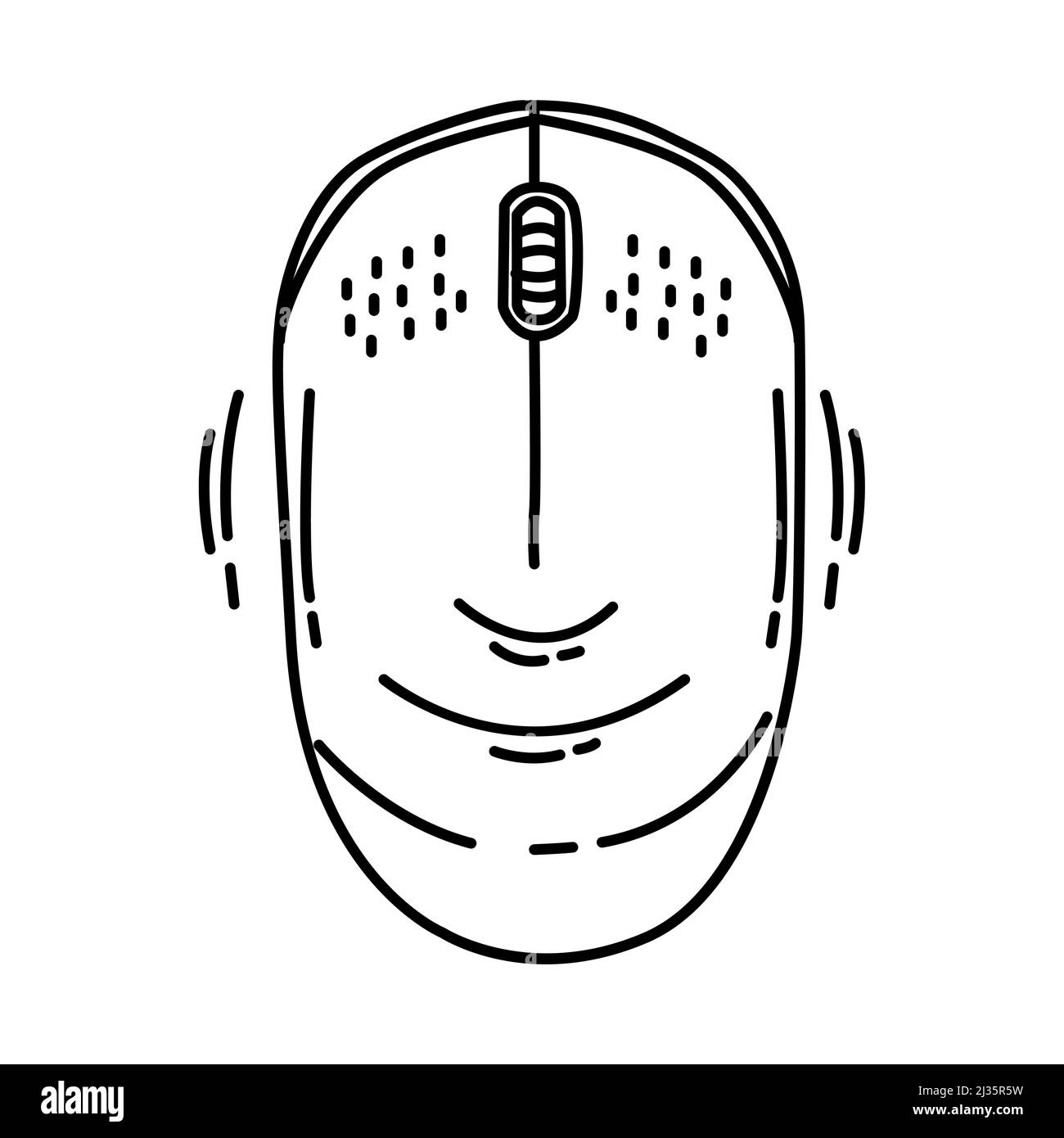 Mouse Wireless Part of Computer and Hardware Hand Drawn Icon Set Vector