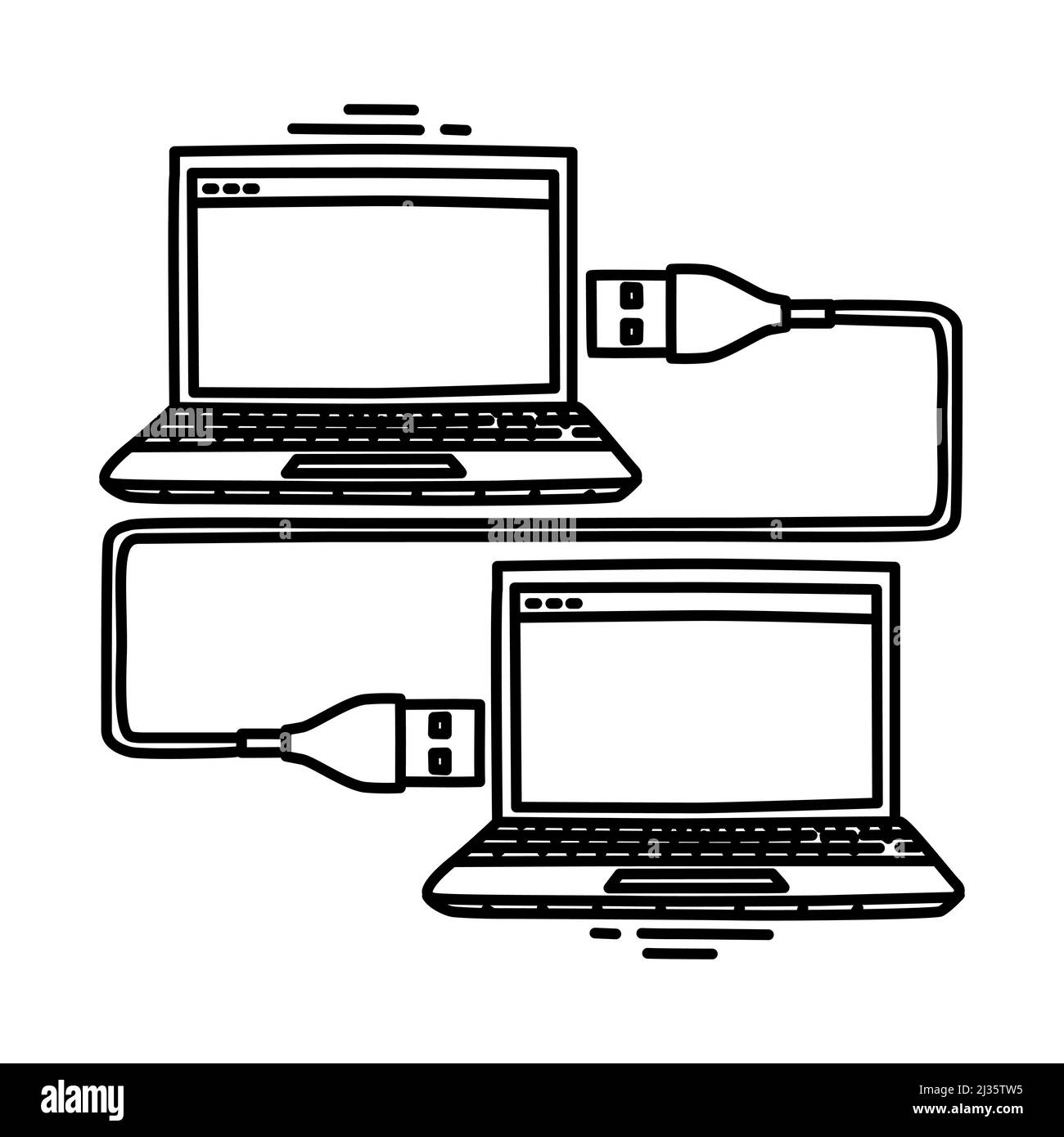 Computer Connect Part of Computer Software and Hardware Hand Drawn Icon
