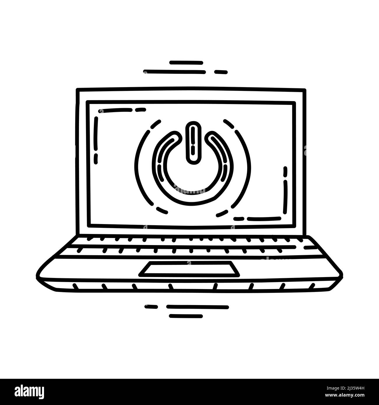Power Shut down Part of Computer Software and Hardware Hand Drawn Icon ...