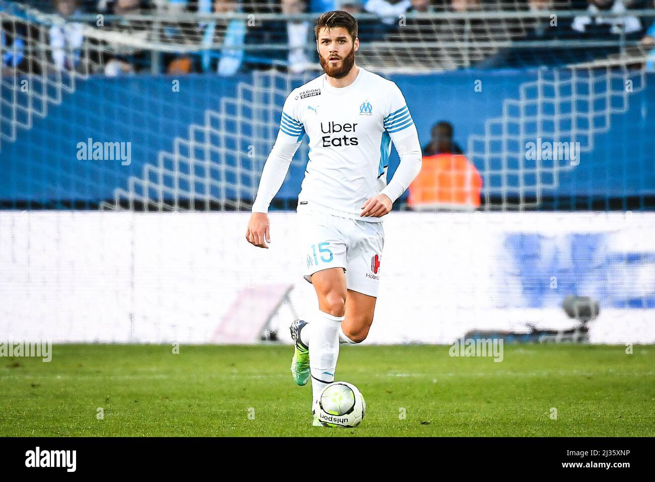 Duje CALETA-CAR of Marseille during the French championship Ligue 1 football  match between ESTAC Troyes and Olympique de Marseille on February 27, 2022  at Stade de l'Aube in Troyes, France - Photo