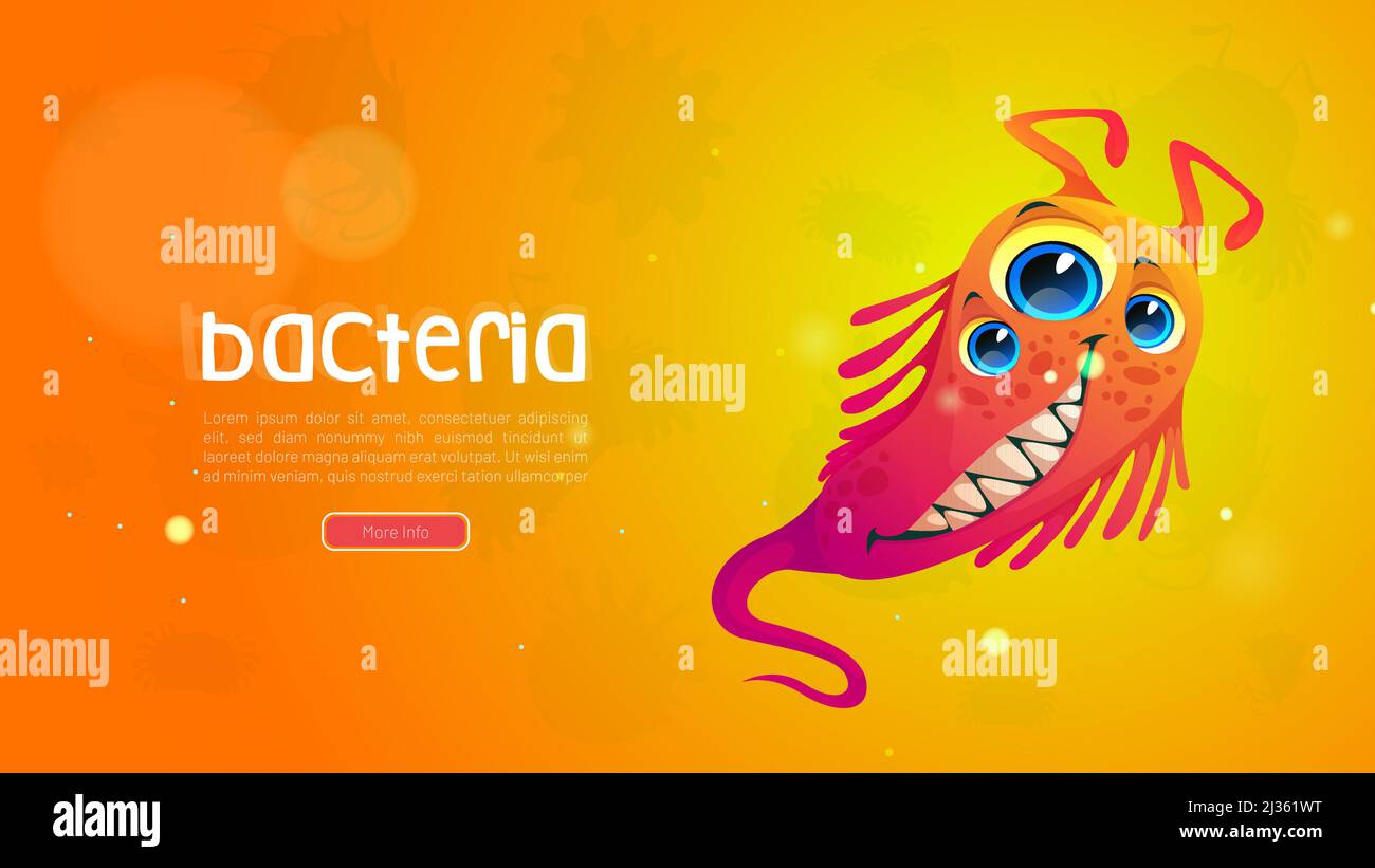 Medical poster with funny bacteria character. Vector background with ...
