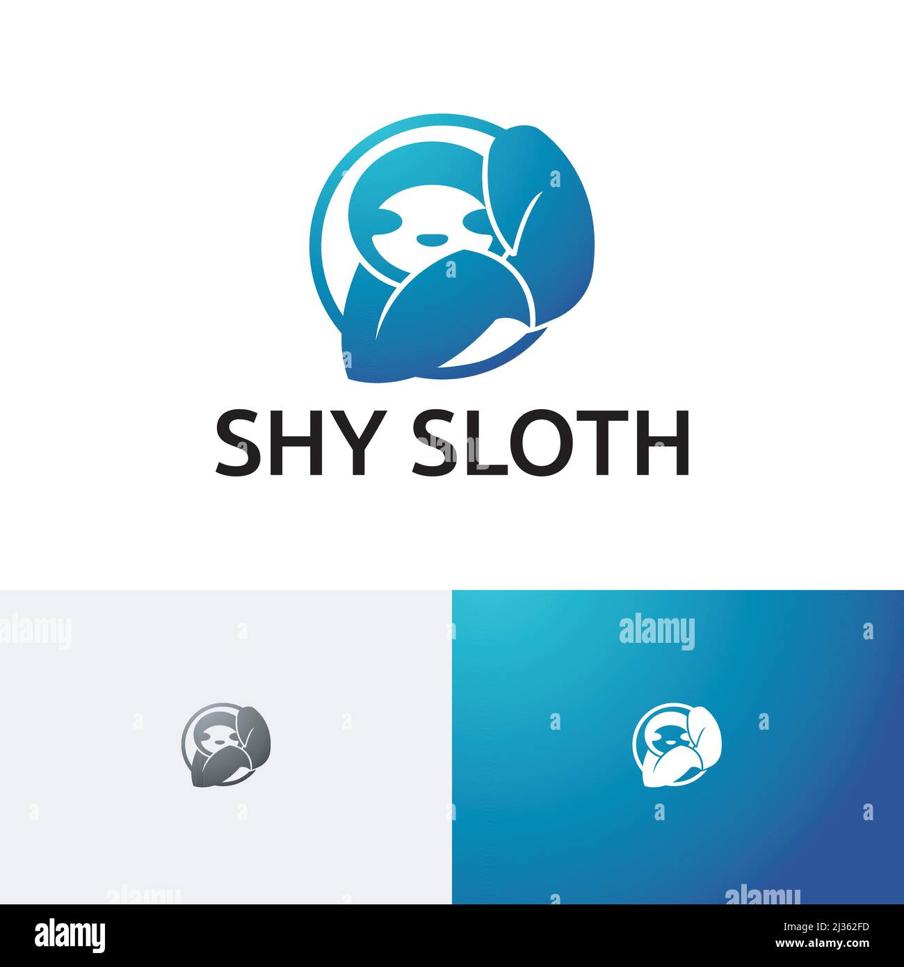 Cute Shy Lazy Sloth Jungle Nature Circle Logo Stock Vector