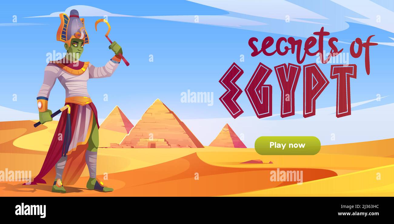 Secrets of Egypt computer game menu interface with Ra egyptian god in