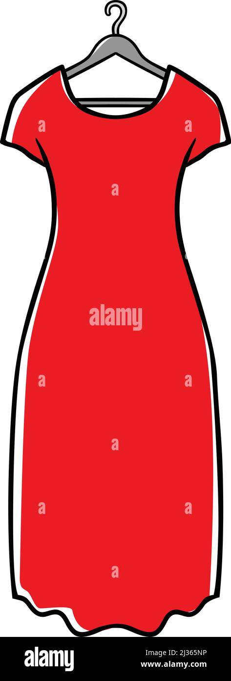 Red dress on hanger Stock Vector