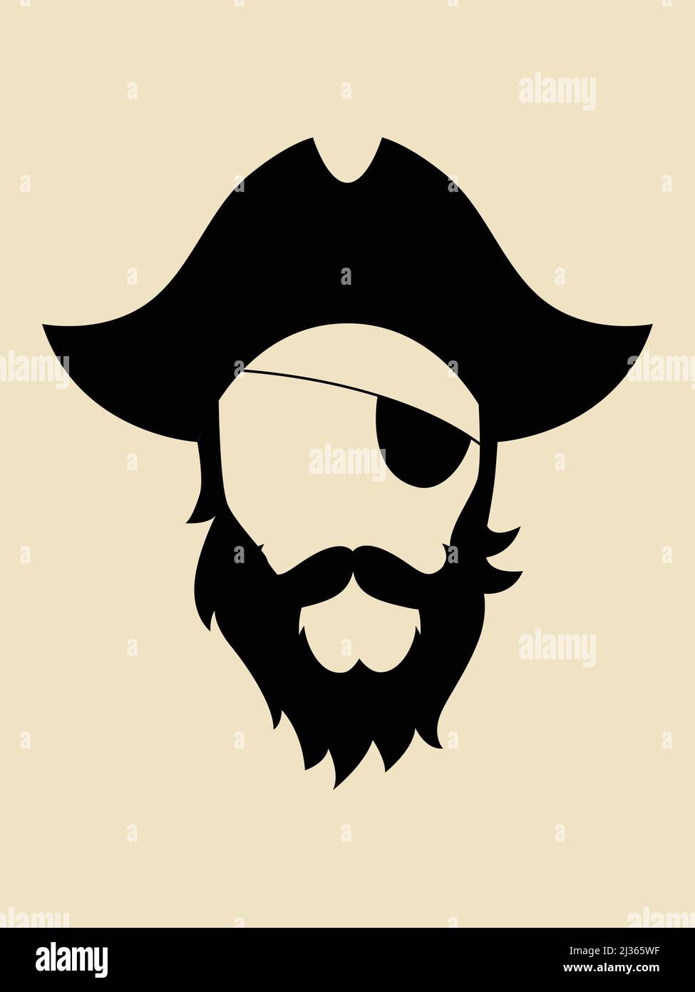 Man with beards and mustache wearing a pirate hat symbol Stock Vector ...