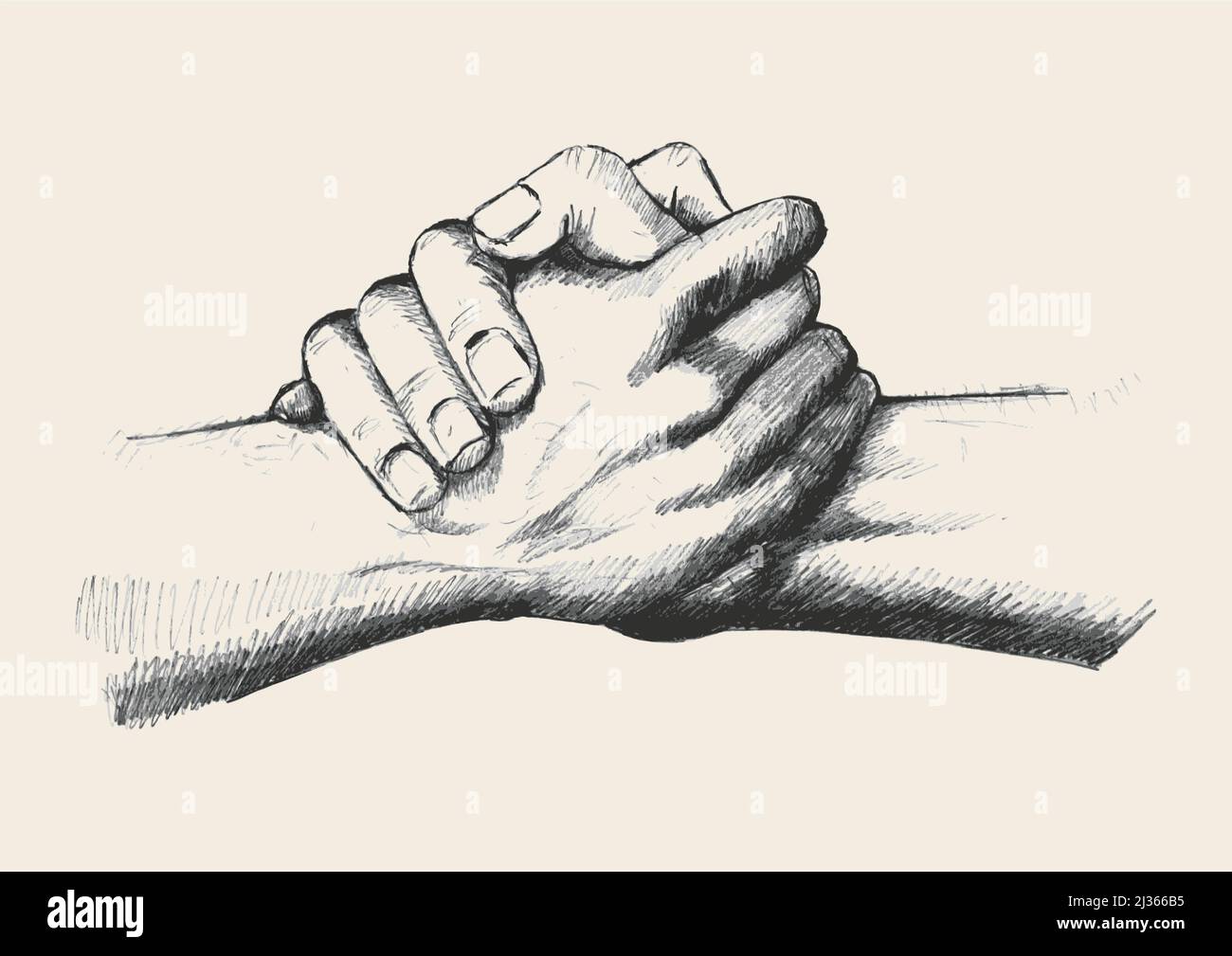 Sketch illustration of two hands holding each other strongly Stock Vector  Image & Art - Alamy