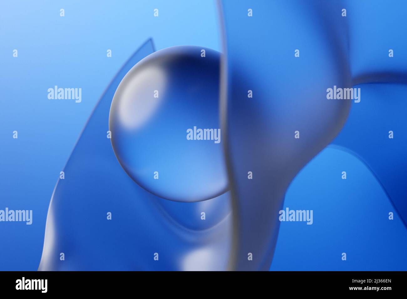 3d illustration glass volumetric figures of lighting sphere on blue ...