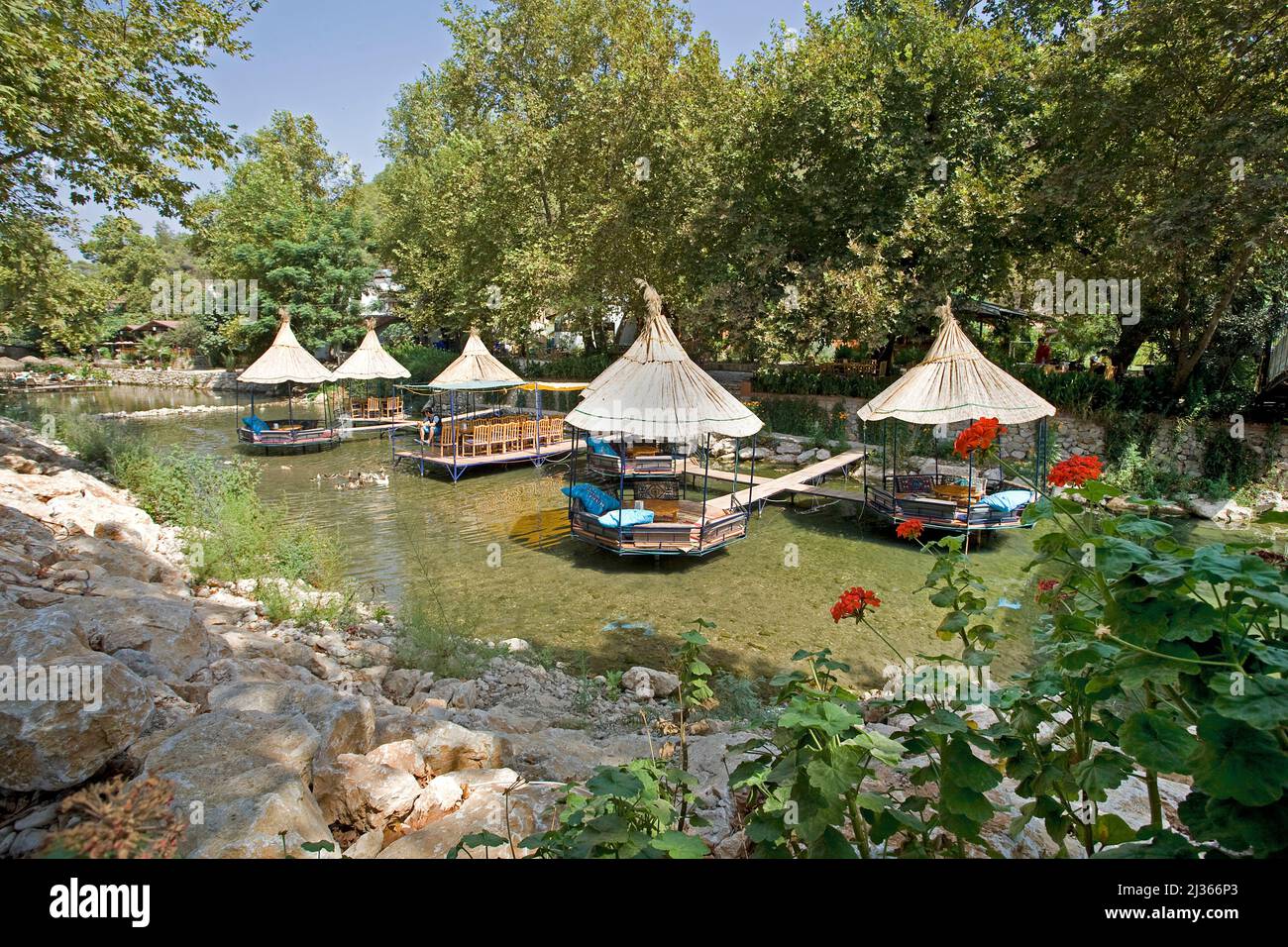 River retaurant, retaurants on the river, Adrasan, Lykia, Turkey, Mediterranean Sea Stock Photo