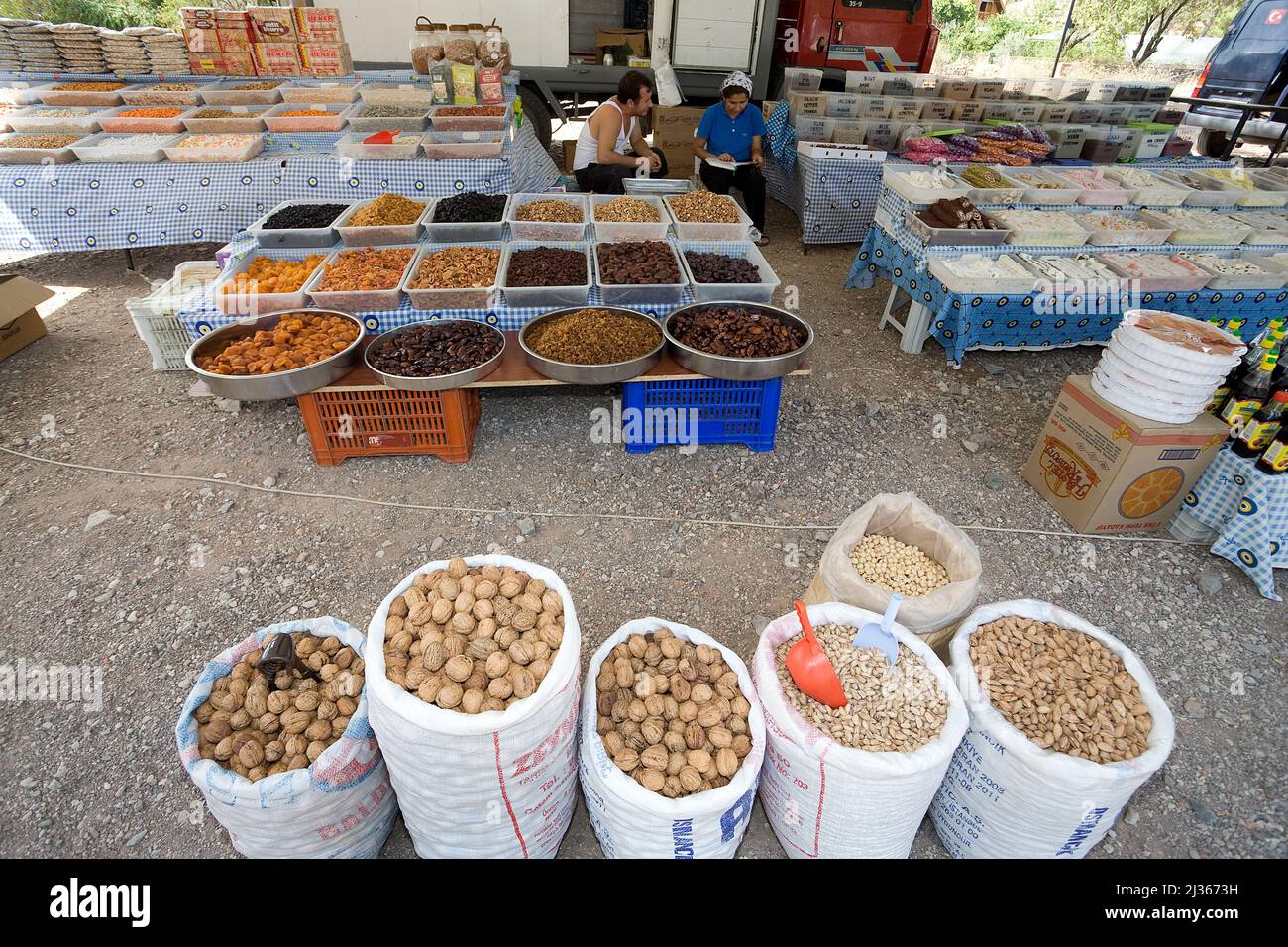 Farmers market at the village, Adrasan, Lykia, Turkey, Mediteranean sea Stock Photo