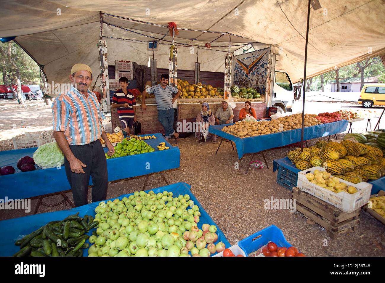 Farmers market at the village, Adrasan, Lykia, Turkey, Mediteranean sea Stock Photo