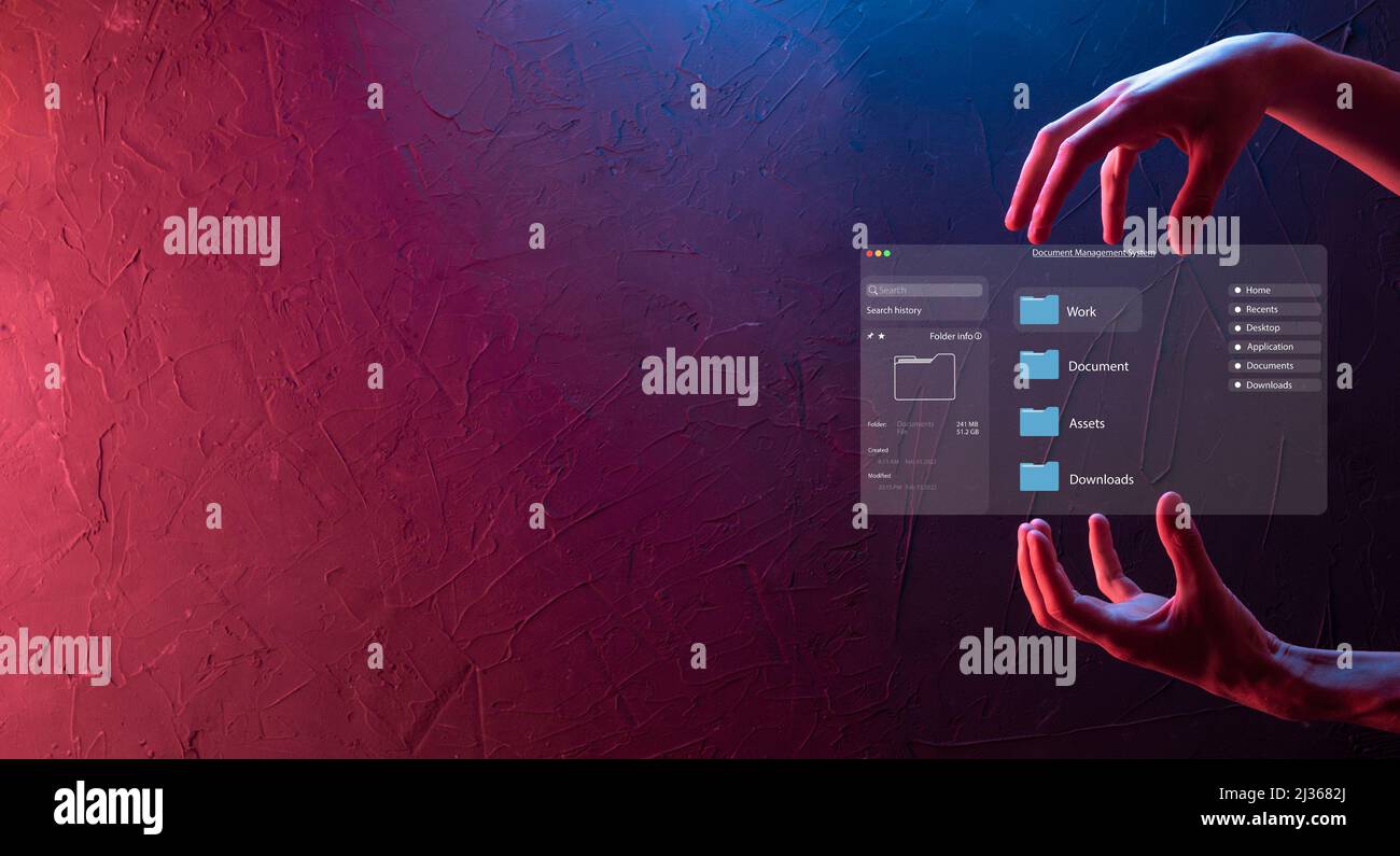 Document management concept. Virtual screen icons Document Management ...