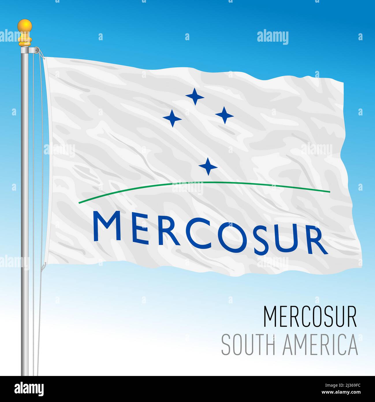 Mercosur or Mercosul organization flag, South America, isolated on the white background, vector illustration Stock Vector