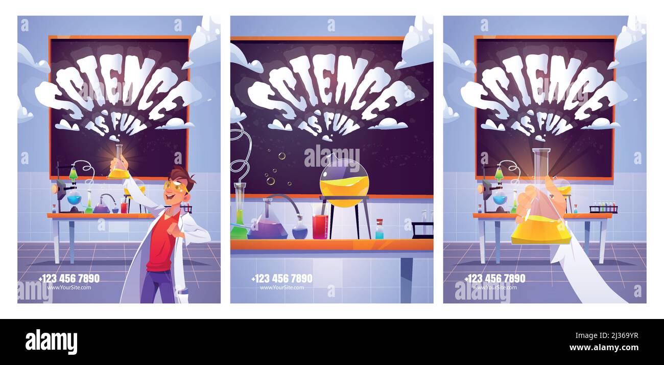 Science lab posters for study and chemistry experiments for kids
