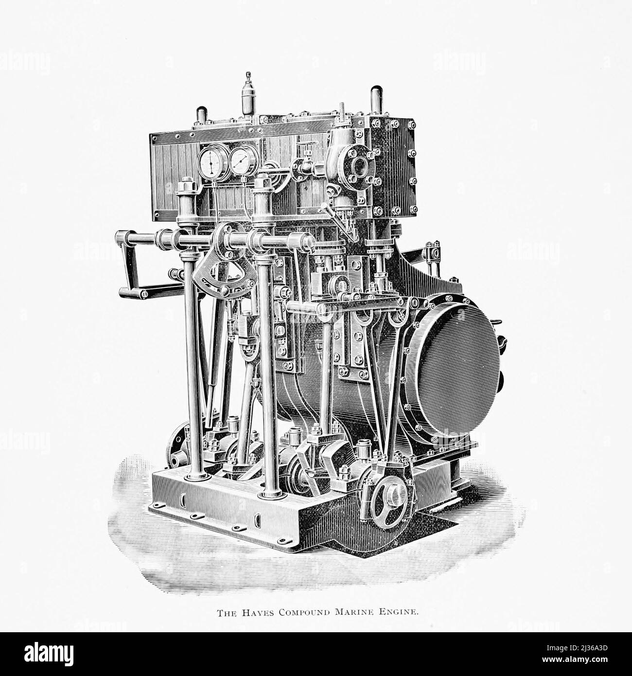 The Hayes Compound  Marine Engine from the book ' Steam vessels and marine engines ' by G. Foster Howell, Publisher New York : American Shipbuilder 1896 Stock Photo