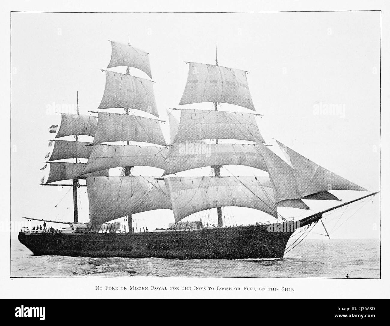Three masted sailing ship from the book ' Steam vessels & marine engines ' by G. Foster Howell, Publisher New York : American Shipbuilder 1896 Stock Photo