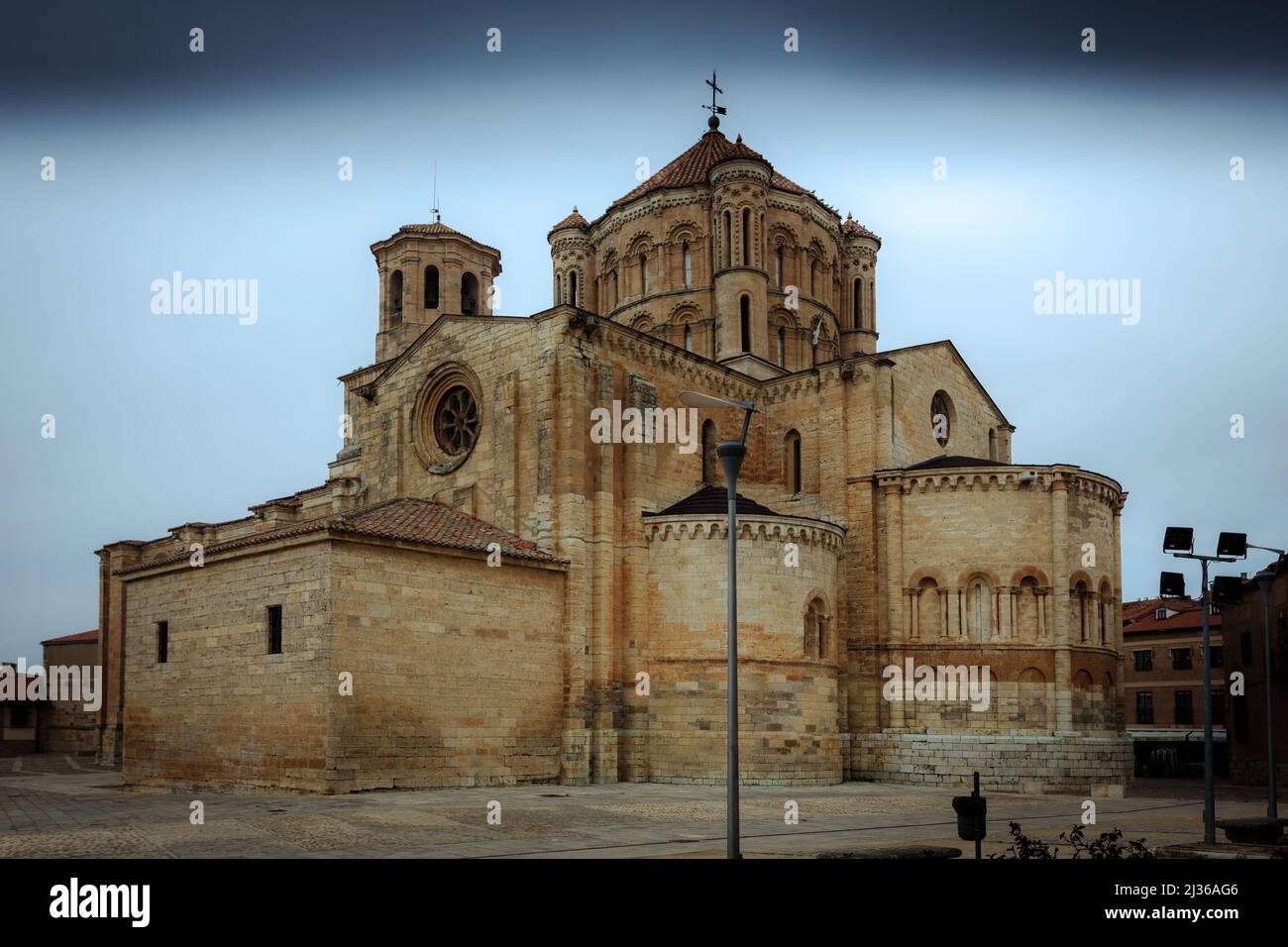 The Collegiate Santa Maria la Mayor de Toro is a late Romanesque church. It is dedicated to Saint Mary the Great. Zamora. Spain. Stock Photo