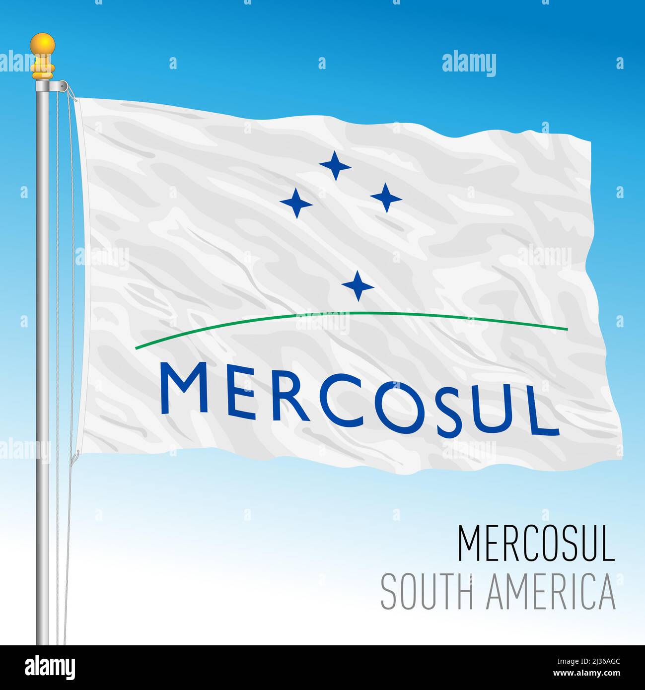 Mercosul organization flag, South America, Brazil, isolated on the white background, vector illustration Stock Vector